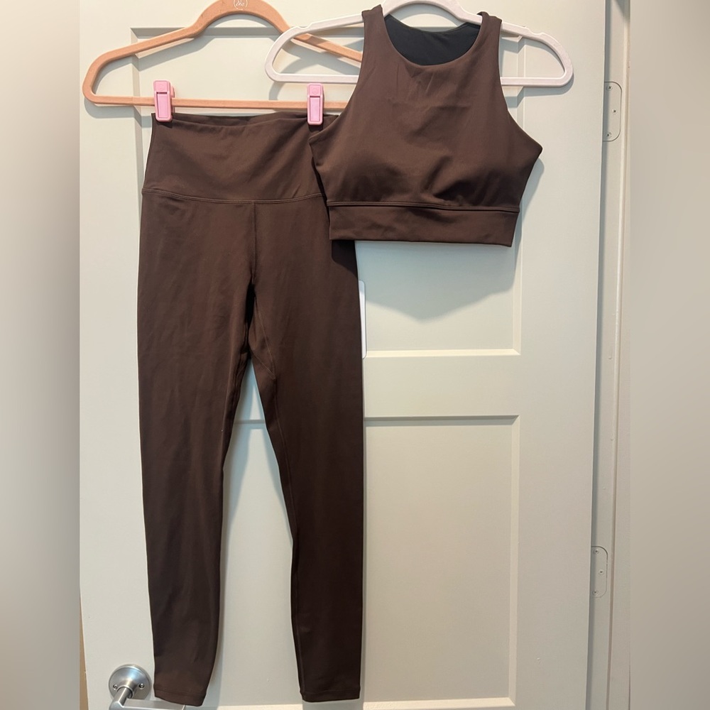 Varley NWT top and leggings, brown